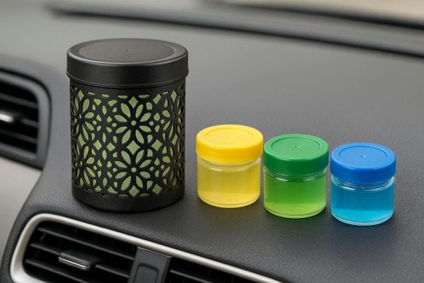 Car Gel Can Air Freshener with Decorative Holder and Refills