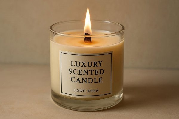 Luxury Scented Candle in Glass Jar with Wooden Wick Long Burn