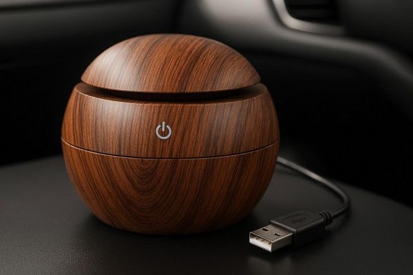 10 Elegant Wood Grain Car Diffuser USB Powered with LED Light
